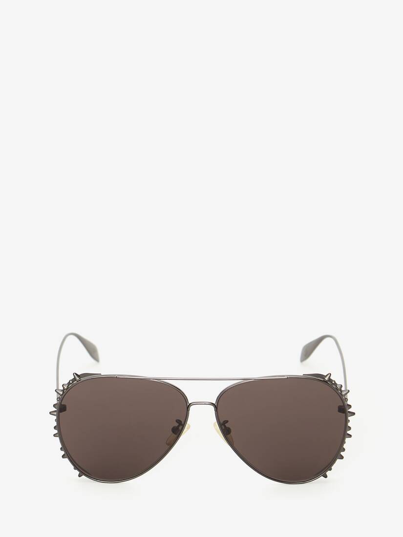 Gafas De Sol Alexander McQueen Punk Stud Pilot Hombre - Grises - Mexico 250-FHOQEI